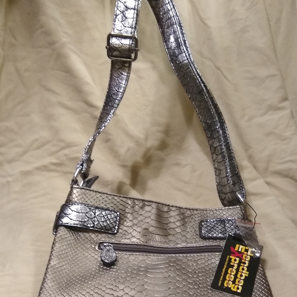 Pewter Rhinestone Studded Fashion Crossbody Sling - Picture 4 of 8